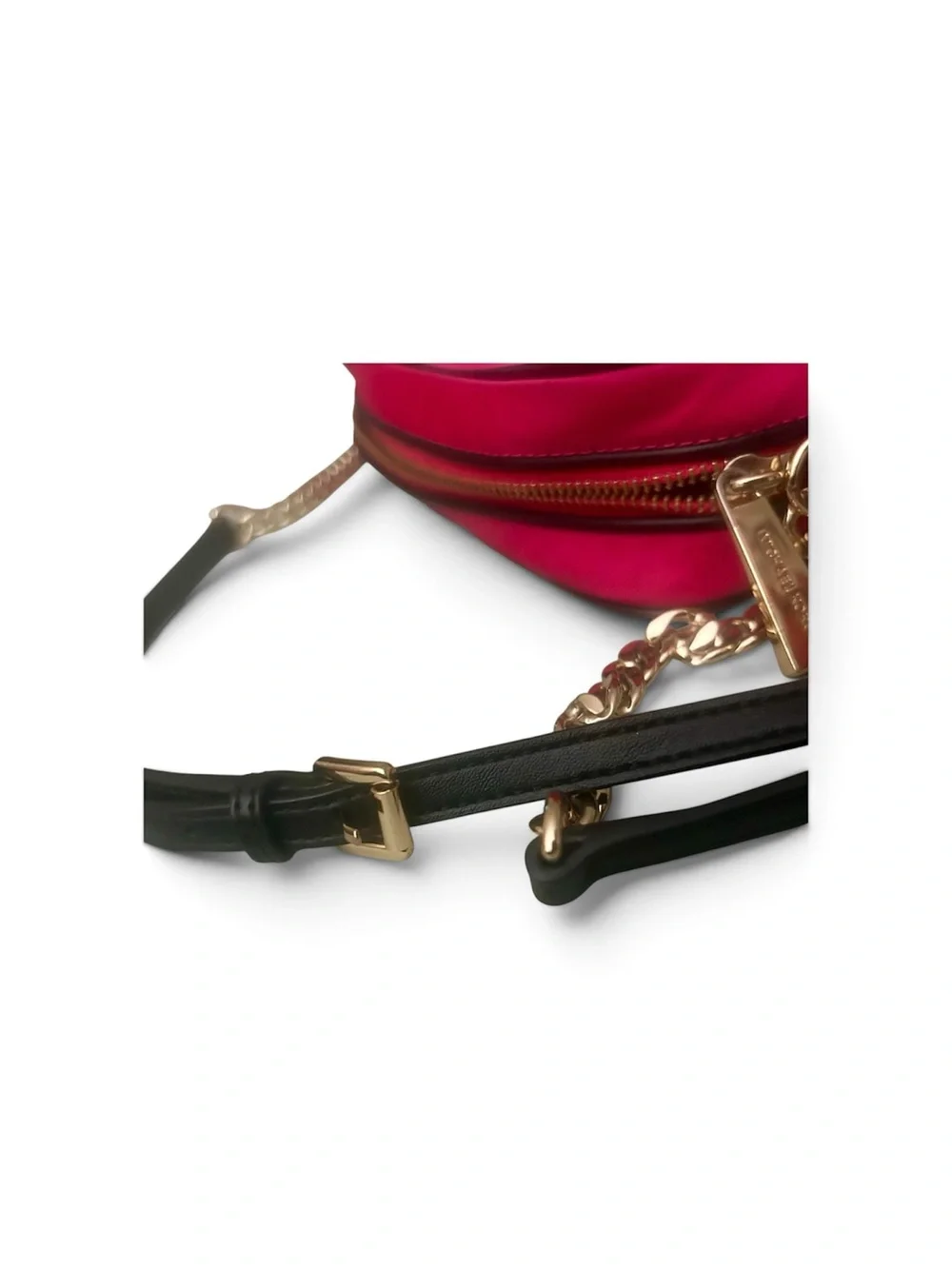 Michael Kors Hot Pink Crossbody Camera Bag with Gold Hardware